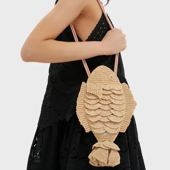 Alemais Horizon Raffia Fish Bag Natural NEW NWT - Picture 9 of 10